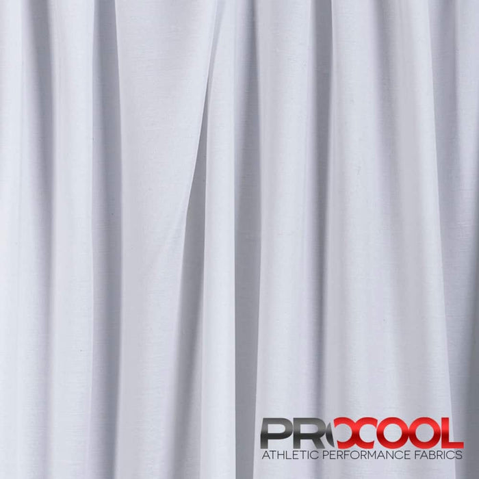 ProCool® Compression-FIT Performance Nylon Spandex Fabric (W-607) in White, ideal for Fitness Wear. Durable and vibrant for crafting.