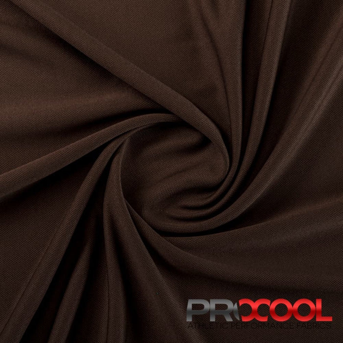 Stay dry and confident in our ProCool FoodSAFE® Medium Weight Pique Mesh CoolMax Fabric (W-336) with Latex Free in Chocolate
