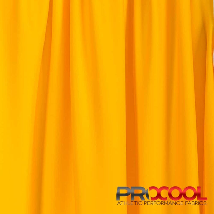 Stay dry and confident in our ProCool FoodSAFE® Medium Weight Xtra Stretch Jersey Fabric (W-346) with HypoAllergenic in Sun Gold/White