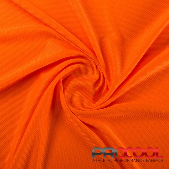 Experience the HypoAllergenic with ProCool FoodSAFE® Light-Medium Weight Jersey Mesh Fabric (W-337) in Blaze Orange. Performance-oriented.