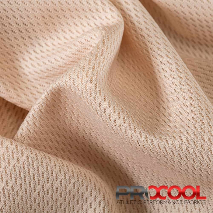 Luxurious ProCool® Dri-QWick™ Jersey Mesh Silver CoolMax Fabric (W-433) in Nude, designed for Bikewears. Elevate your craft.