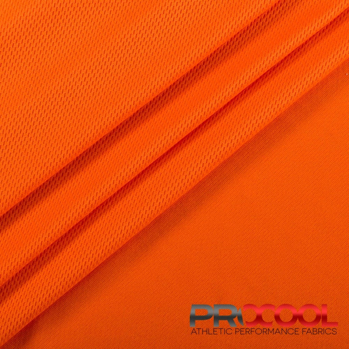 ProCool FoodSAFE® Light-Medium Weight Jersey Mesh Fabric (W-337) in Blaze Orange with Stay Dry. Perfect for high-performance applications. 