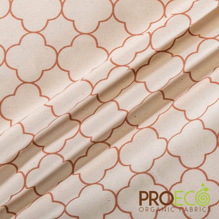 ProECO® Organic Cotton Twill Silver Print Fabric Quatrefoil Used for Tablecloths