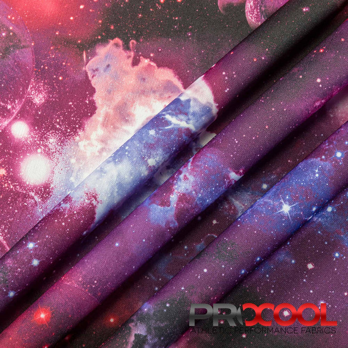 ProCool® Performance Interlock Print CoolMax Fabric (W-513) in Red Galaxy with Child Safe. Perfect for high-performance applications. 