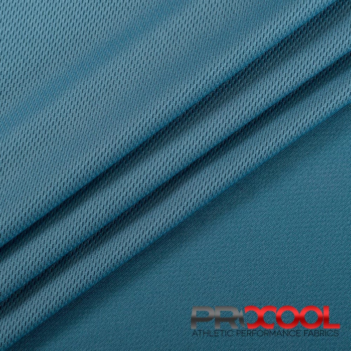 Experience the Child Safe with ProCool® Dri-QWick™ Jersey Mesh CoolMax Fabric (W-434) in Denim Blue. Performance-oriented.