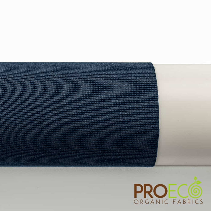 ProECO® Stretch-FIT Heavy Organic Cotton Rib Silver Fabric Midnight Navy Used for Reusable bags