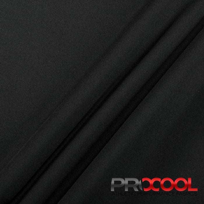 ProCool® Performance Interlock CoolMax Fabric (W-440-Yards) in Black with Vegan. Perfect for high-performance applications. 
