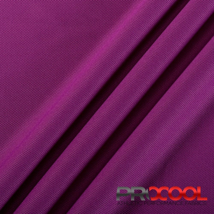 ProCool® Dri-QWick™ Sports Pique Mesh Silver CoolMax Fabric (W-529) in Rich Orchid with Vegan. Perfect for high-performance applications. 