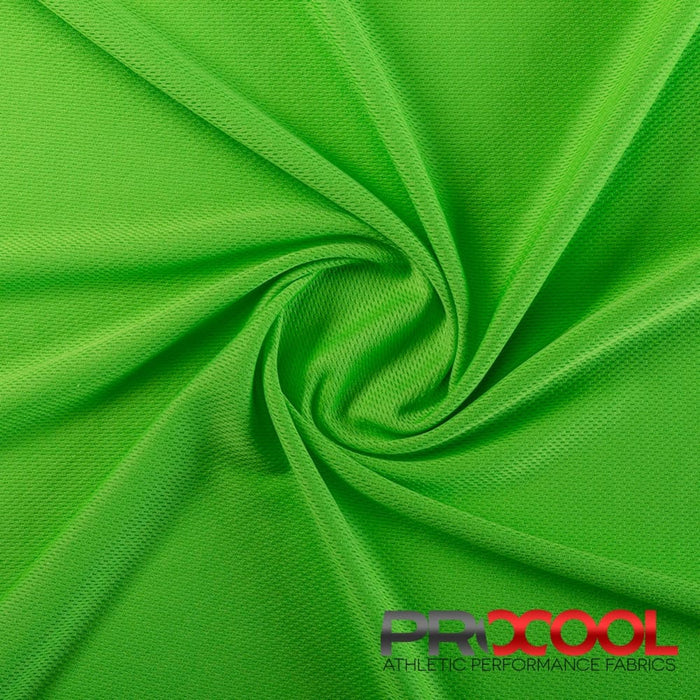 ProCool FoodSAFE® Light-Medium Weight Jersey Mesh Fabric (W-337) in Spring Green with Stay Dry. Perfect for high-performance applications. 