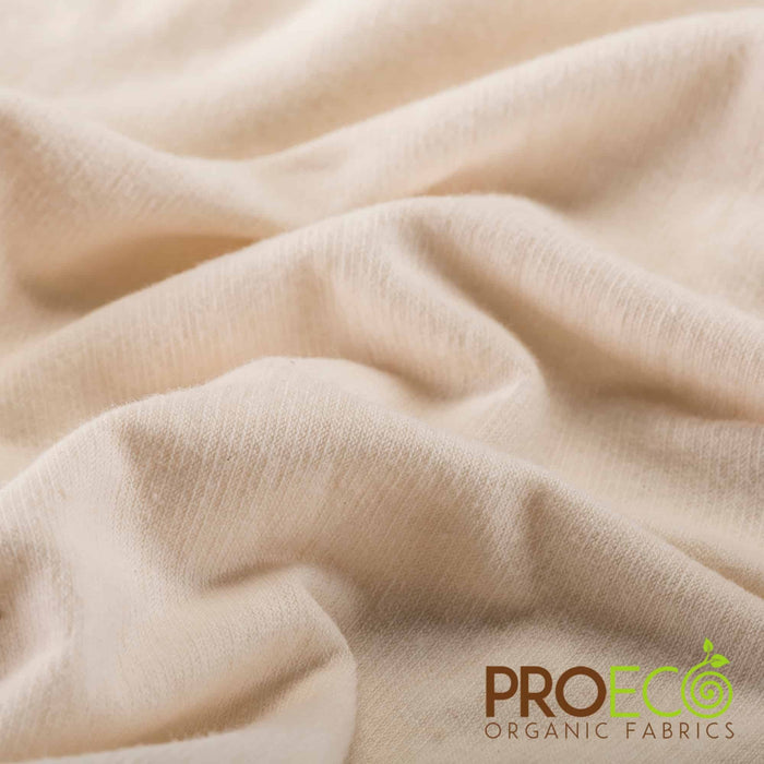 ProECO® Stretch-FIT Organic Cotton SHEER Jersey LITE Silver Fabric Natural Used for Baby Clothes