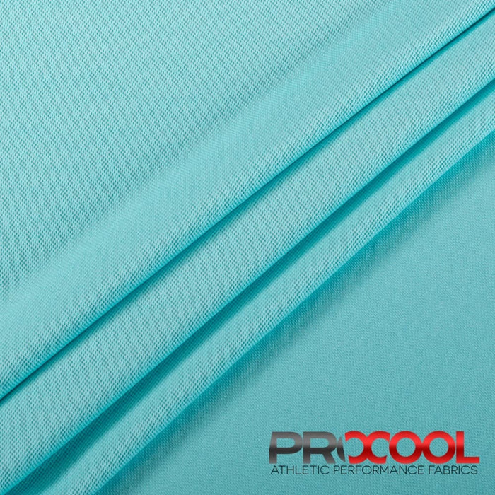 Introducing ProCool® Dri-QWick™ Sports Pique Mesh Silver CoolMax Fabric (W-529) with Child safe in Seaspray for exceptional benefits.