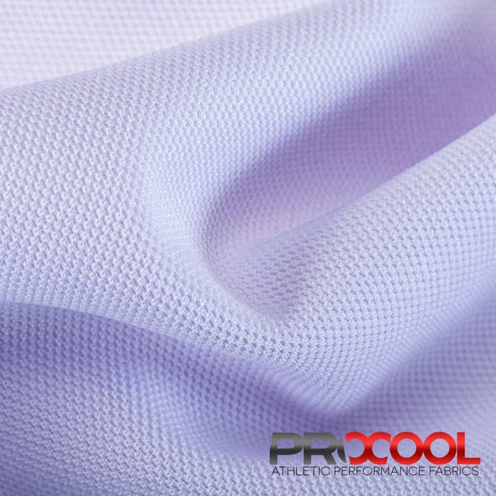 Experience the Child Safe with ProCool FoodSAFE® Medium Weight Pique Mesh CoolMax Fabric (W-336) in Arctic White. Performance-oriented.