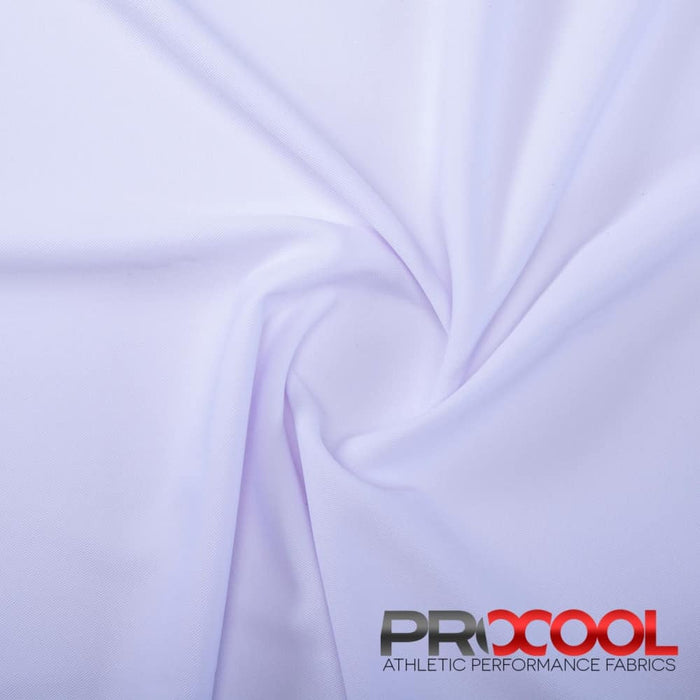ProCool FoodSAFE® Medium Weight Pique Mesh CoolMax Fabric (W-336) with Latex Free in Arctic White. Durability meets design.
