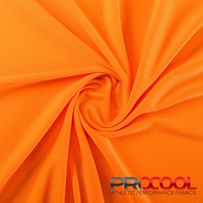 ProCool FoodSAFE® Light-Medium Weight Jersey Mesh Fabric (W-337) with Breathable in Neon Orange. Durability meets design.
