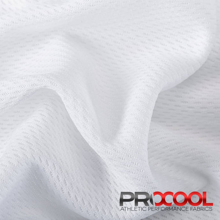 ProCool® Dri-QWick™ Jersey Mesh CoolMax Fabric (W-434) in White, ideal for Circus Tricks. Durable and vibrant for crafting.