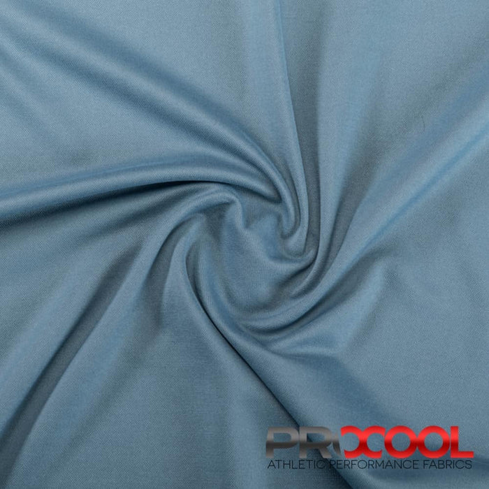 Choose sustainability with our ProCool FoodSAFE® Medium Weight Xtra Stretch Jersey Fabric (W-346), in Denim Blue/Black is designed for Dri-Quick