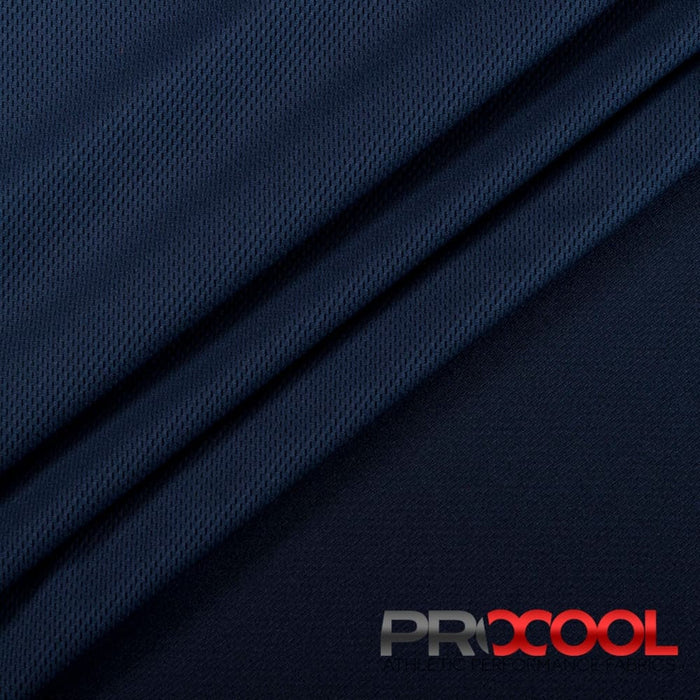 Experience the BPA Free with ProCool FoodSAFE® Light-Medium Weight Jersey Mesh Fabric (W-337) in Uniform Blue. Performance-oriented.