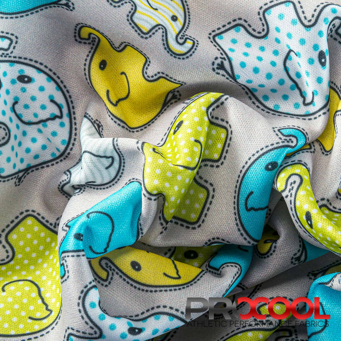 Choose sustainability with our ProCool® Performance Interlock Print CoolMax Fabric (W-513), in Elephant Toss Original is designed for HypoAllergenic