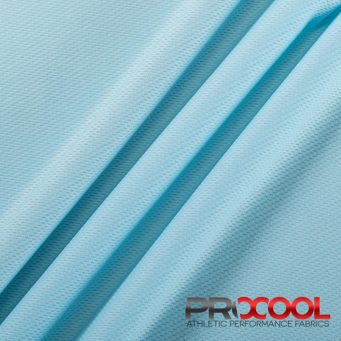 ProCool FoodSAFE® Light-Medium Weight Jersey Mesh Fabric (W-337) in Baby Blue is designed for Stay Dry. Advanced fabric for superior results.