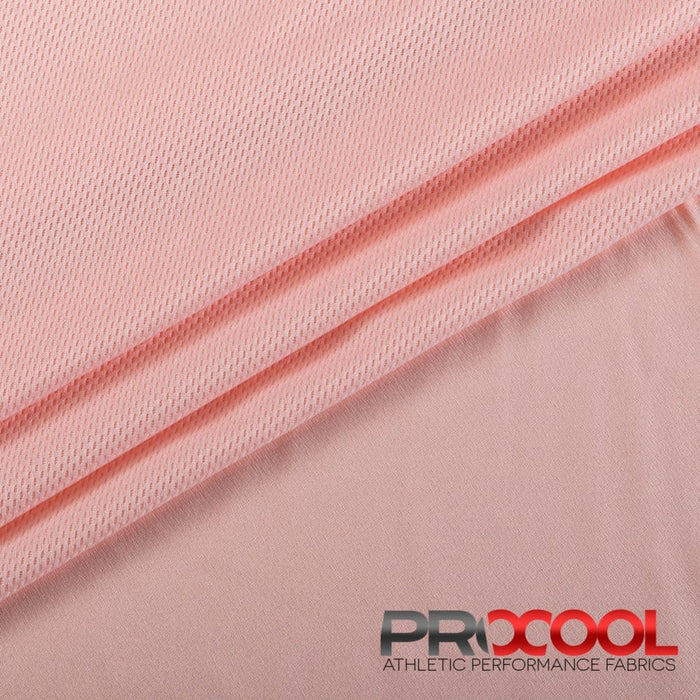 Experience the Vegan with ProCool FoodSAFE® Light-Medium Weight Jersey Mesh Fabric (W-337) in Millennial Pink. Performance-oriented.