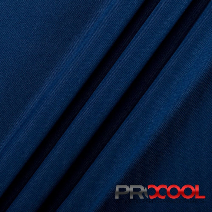 ProCool® Dri-QWick™ Sports Pique Mesh Silver CoolMax Fabric (W-529) with Vegan in Sports Navy. Durability meets design.
